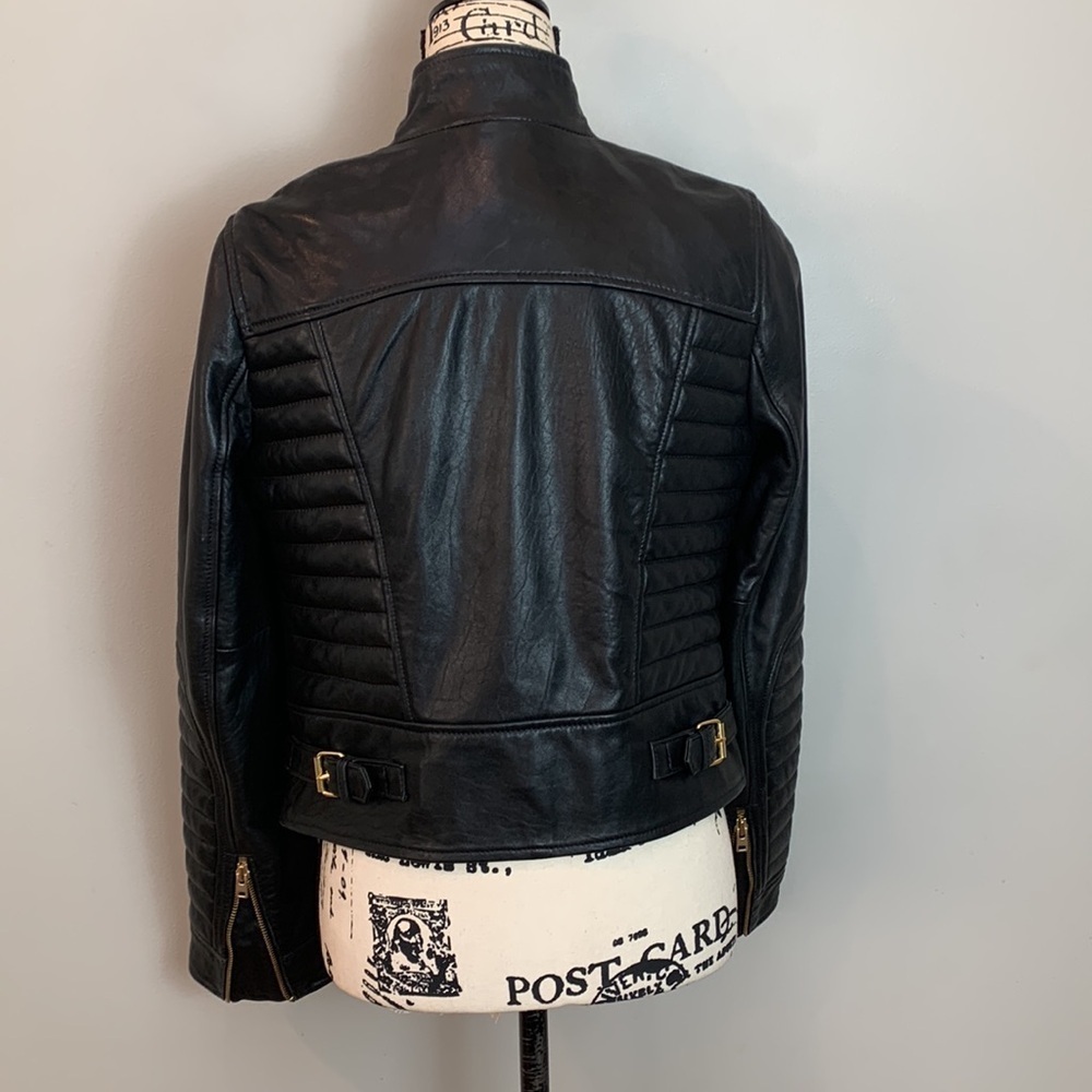 HTF, Rare J. Crew Collection Stand Collar Leather Moto / Biker Jacket - Picture 9 of 14